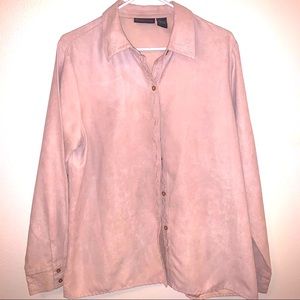 Relativity Size Large Polyester Embroidered Tan Button Down Blouse